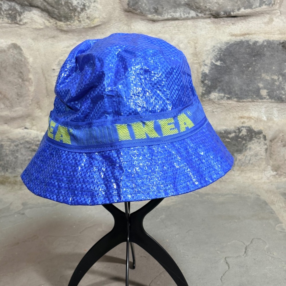 IKEA KNORVA Blue Bucket Hat Frakta Bag Material Yellow Logo Adult‎ Unisex 1850